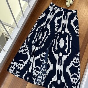 Navy and White Patterned Women's Skirt